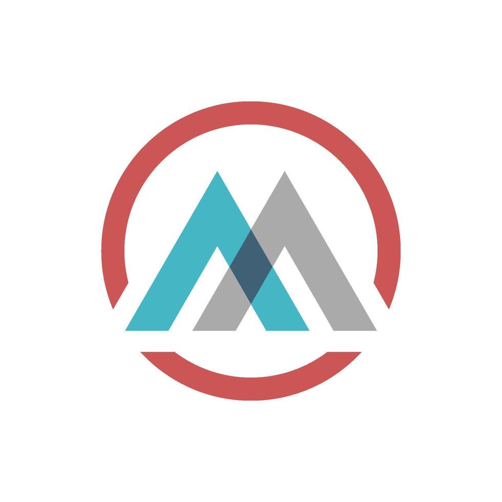 Abstract Mountain with Circle Line Letter M Logo Template Illustration Design. EPS 10. vector