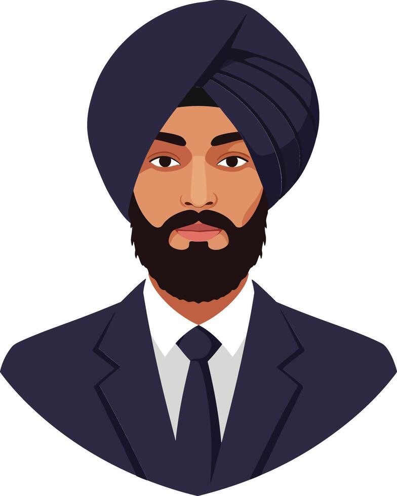 Professional man wearing a turban and suit in a flat design style illustration vector