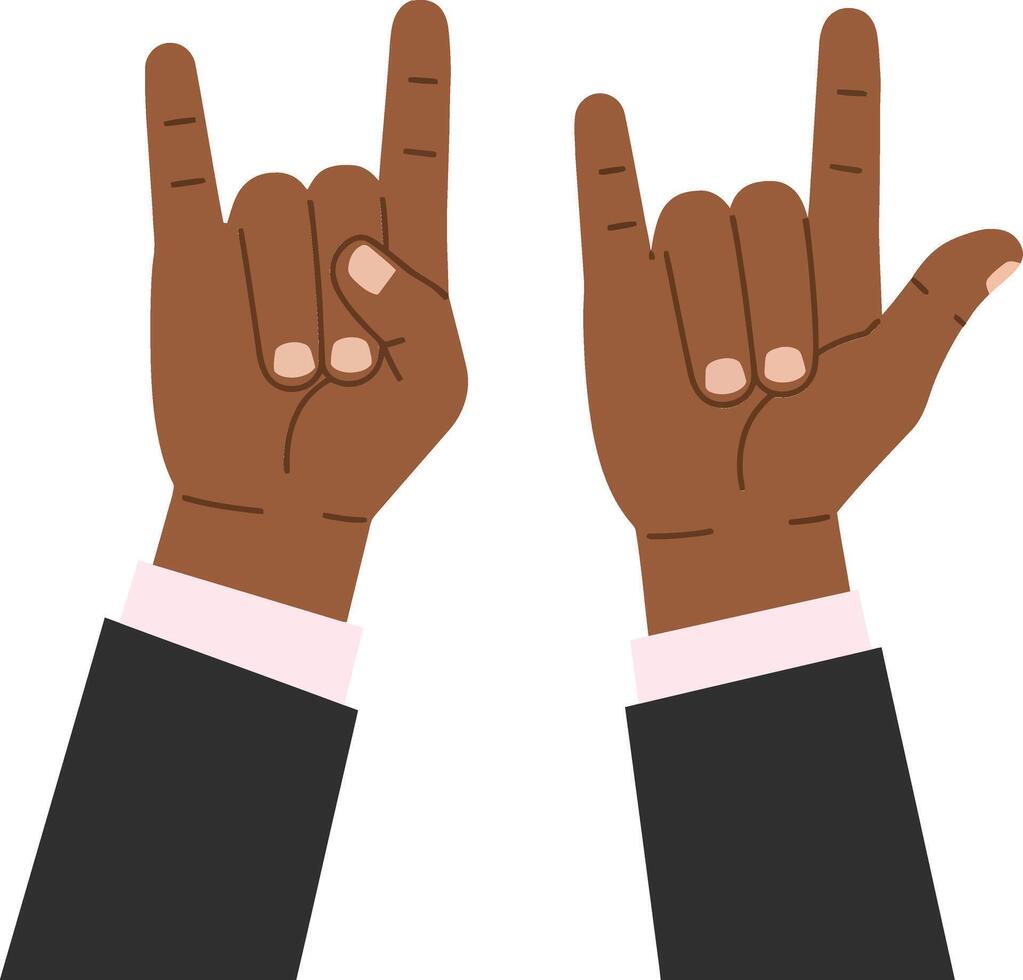 Two hands making a sign language gesture with a minimal flat design style illustration representing love and connection in a positive atmosphere vector