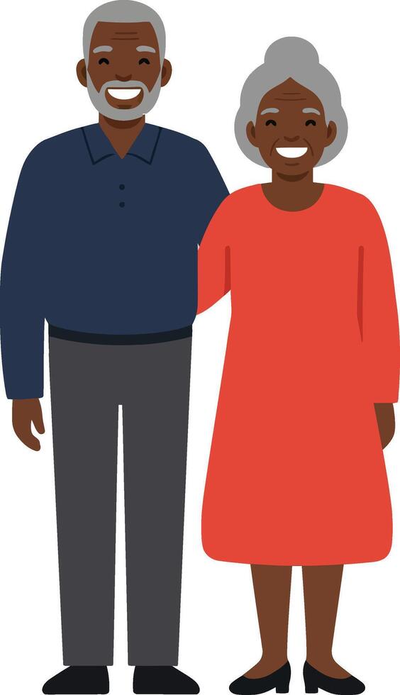 Happy elderly couple smiling together in a cozy setting with bright colors in a flat design art vector