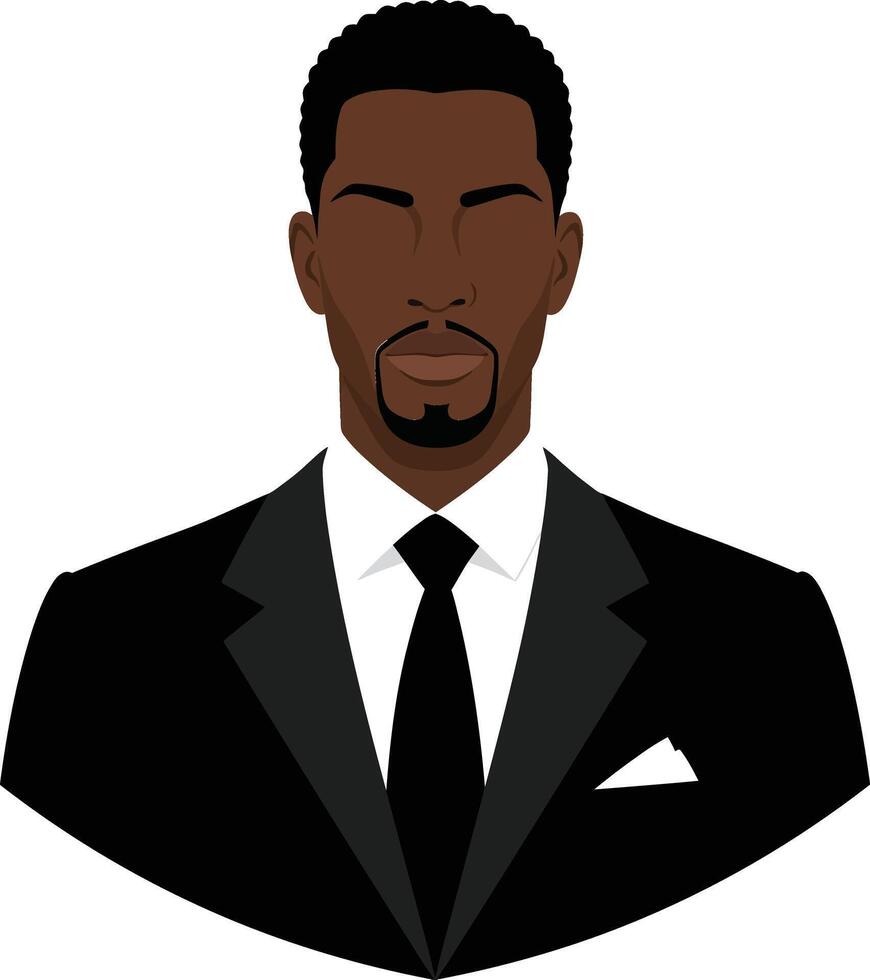 Professional man in a black suit with a white shirt and tie, minimalistic style illustration vector