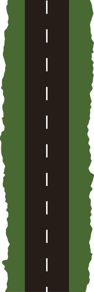 A winding road through lush green fields in a flat design style, showcasing a serene journey in art vector