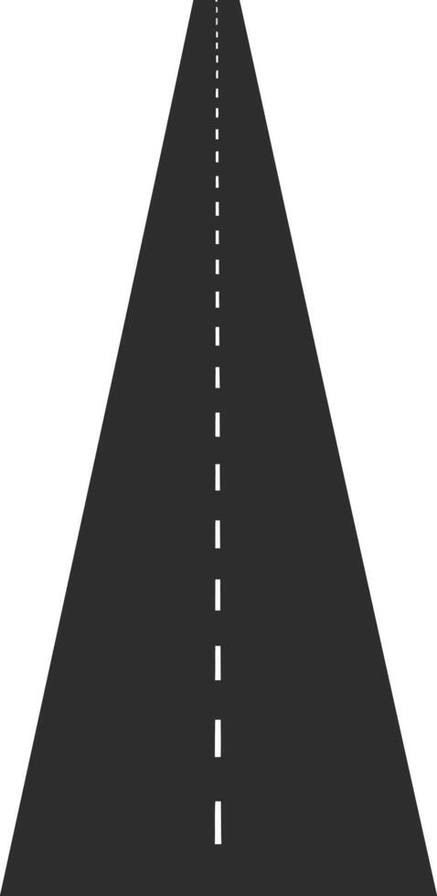 Straight asphalt road stretching into the distance with dashed white lines in a minimal flat design illustration vector