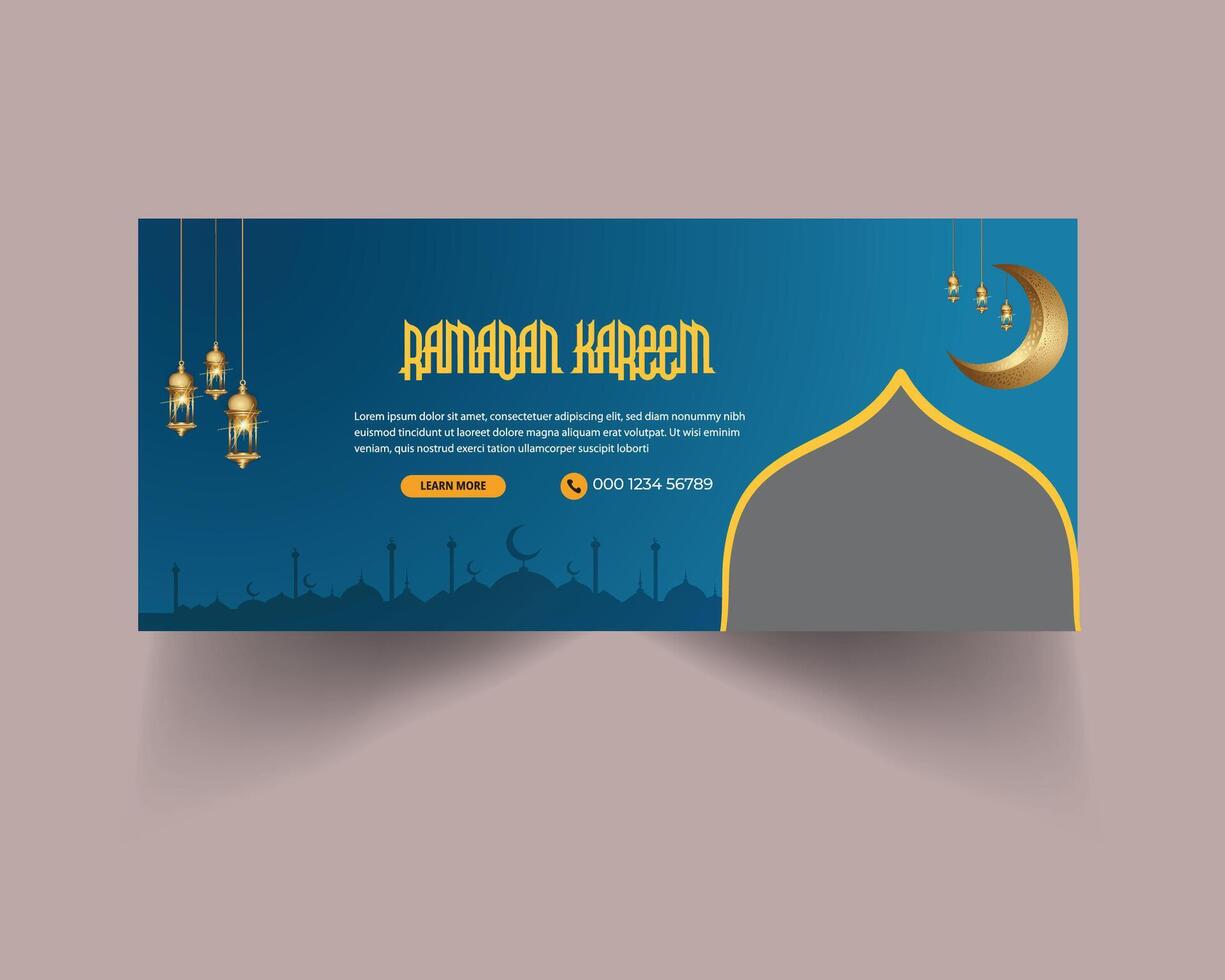 Modern Ramadan design template for social media posting.Ramadan Kareem concept poster set.Ramadan social banner design vector