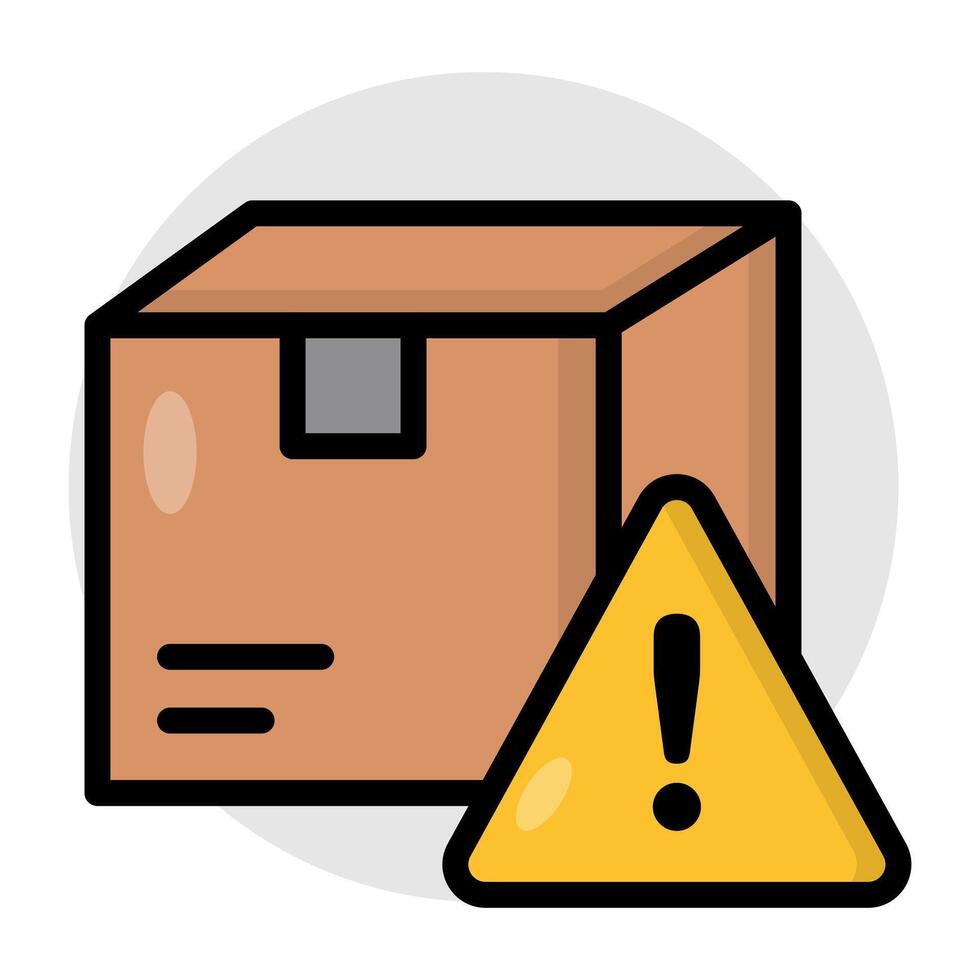 Carton with alert sign concept of parcel error vector