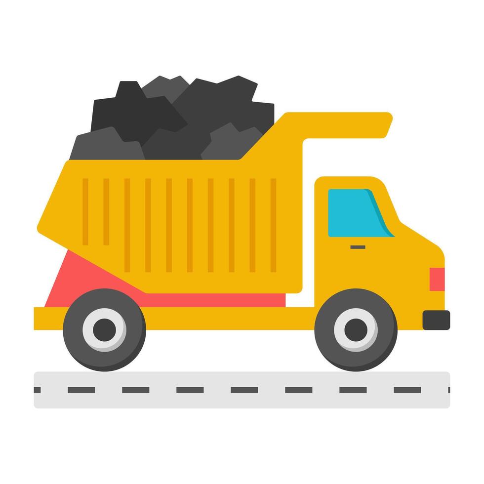 Conceptual flat design icon of coal truck vector