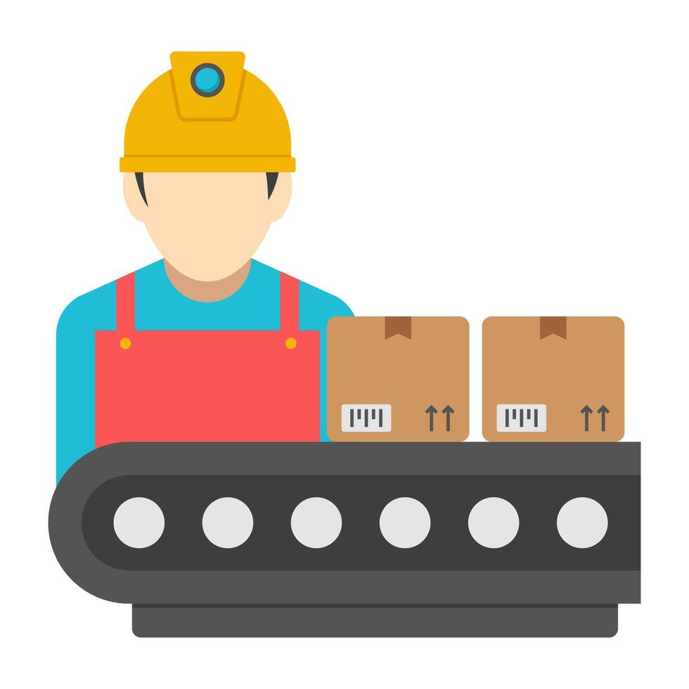 factory worker conveyor belt vector