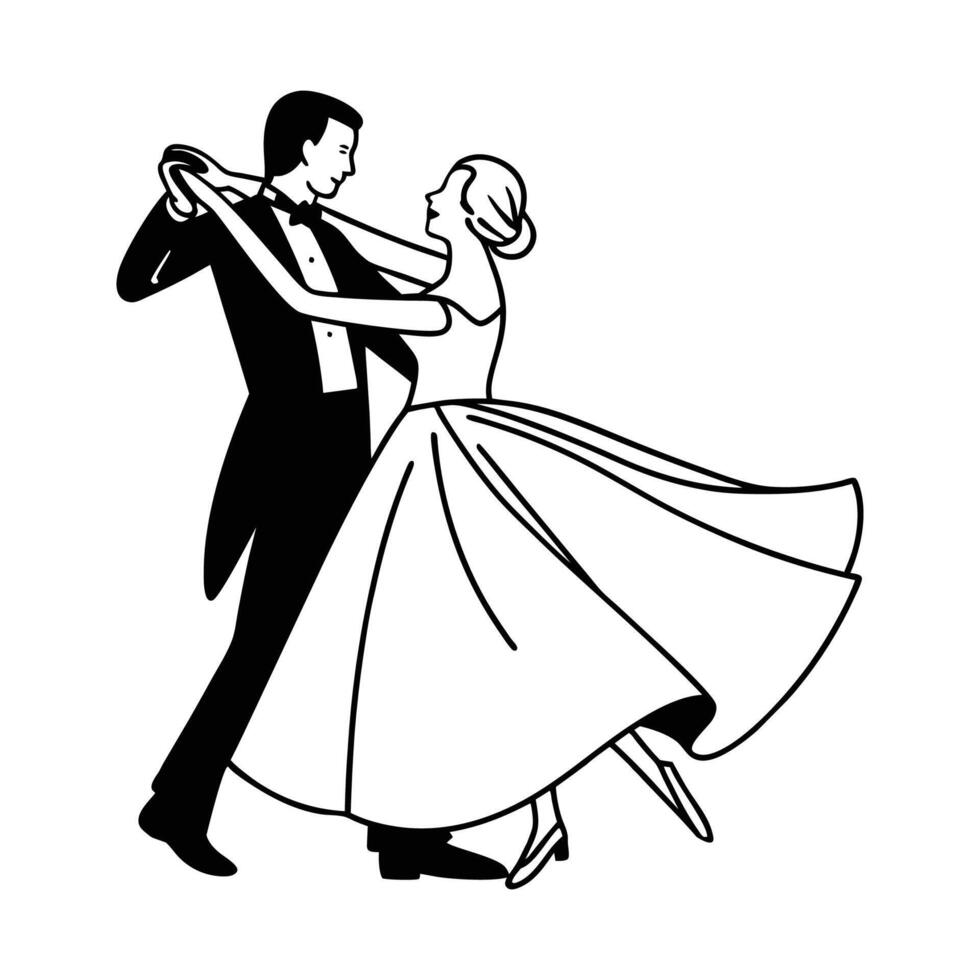 Line Art Drawing Ballet Dancer ballerina. black and white vector