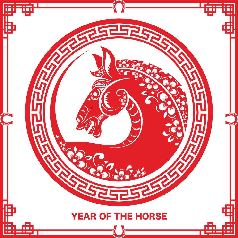 Happy chinese new year 2026 the horse zodiac sign with flower,lantern