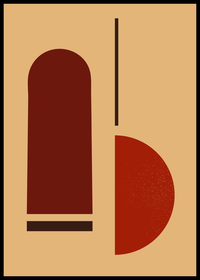 Boho illustration in mid century style poster, boho wall decor, flat design, minimal art vector