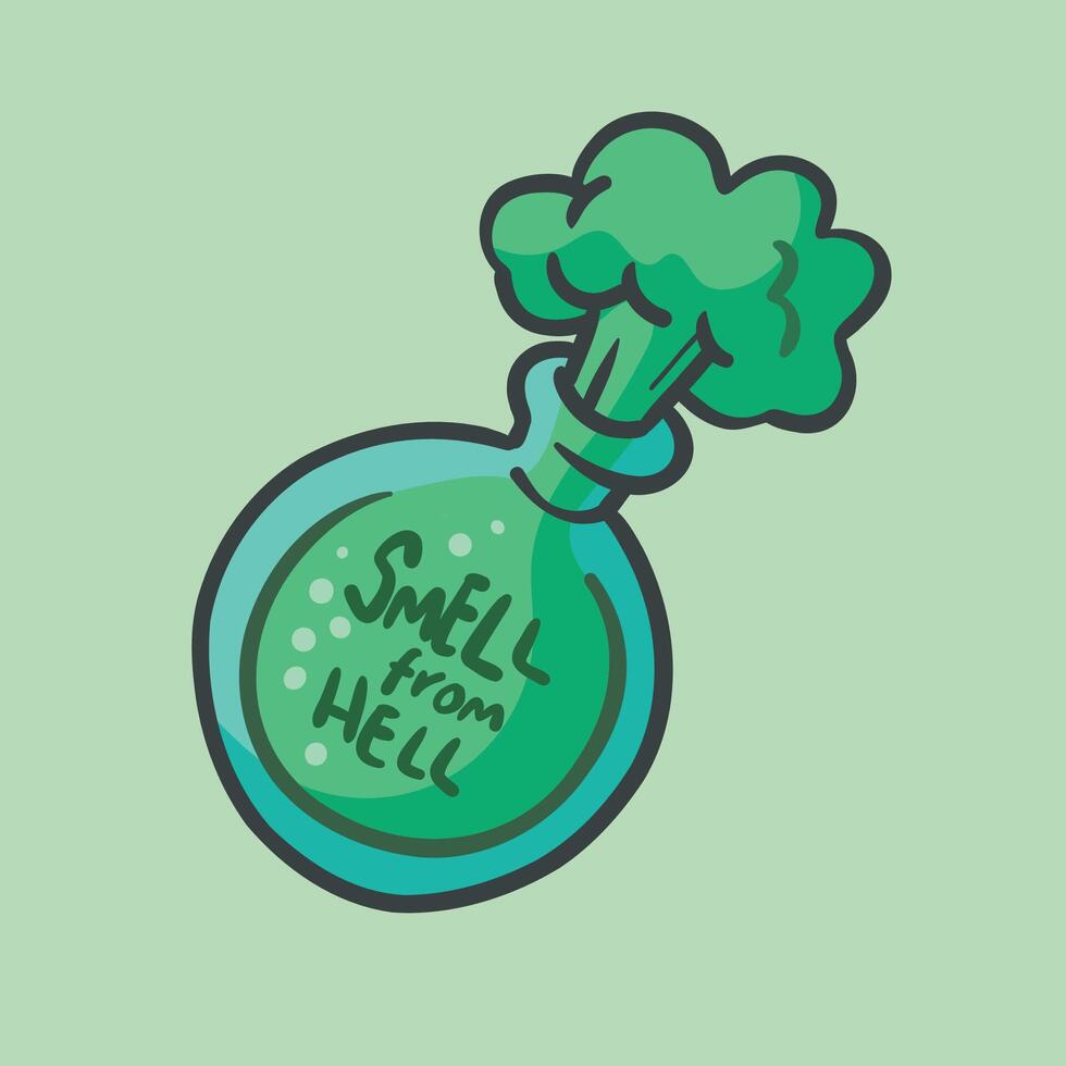 green smell potion in isolated outline flat design vector