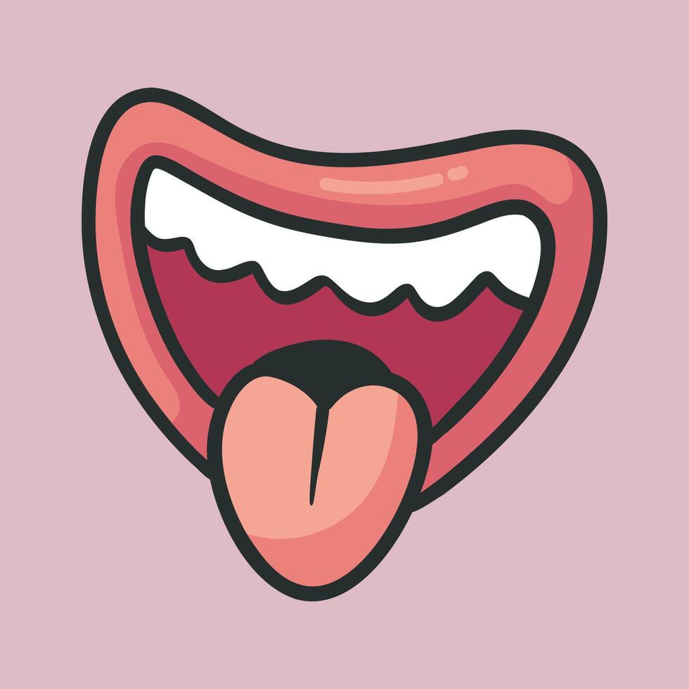 laughing mouth with outline flat design vector
