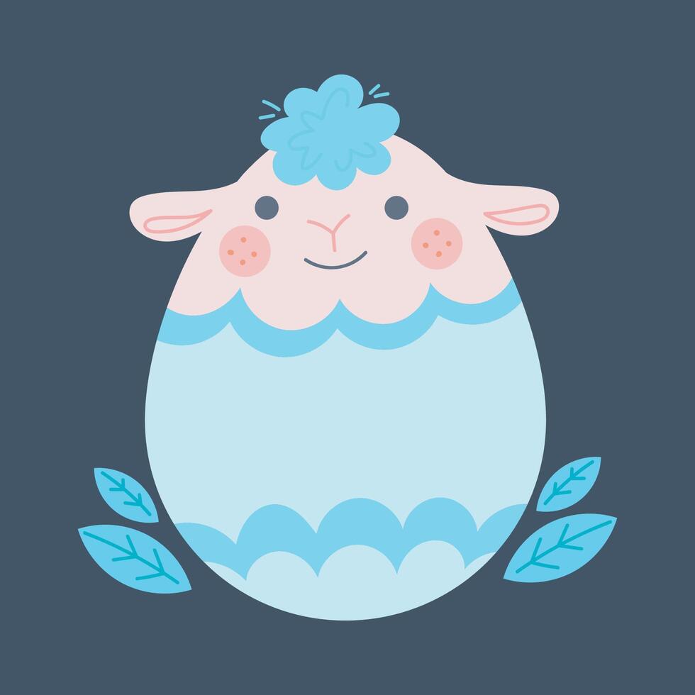 cute lamb with egg shape body in isolated flat design vector