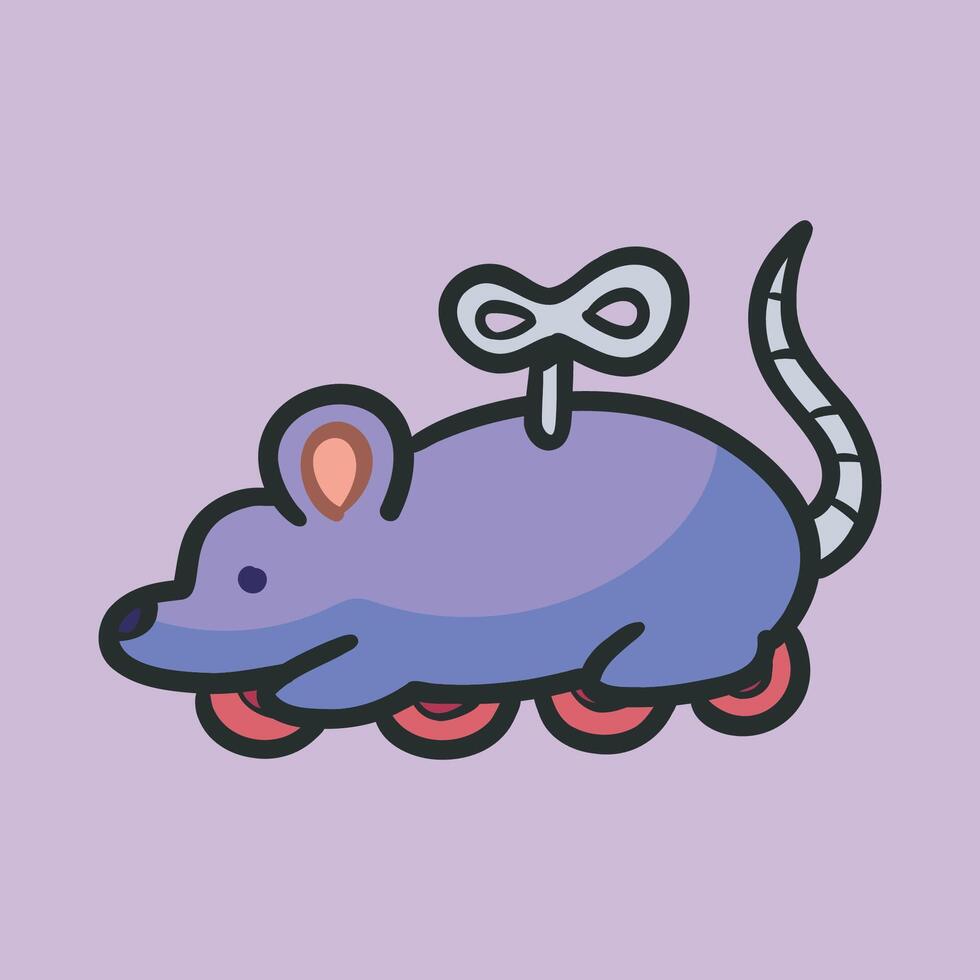 mouse toy in outline flat design vector