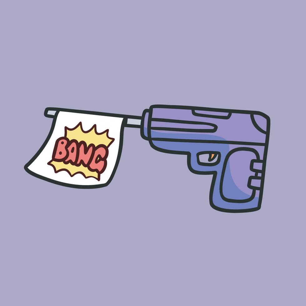 pistol toy outline flat design vector