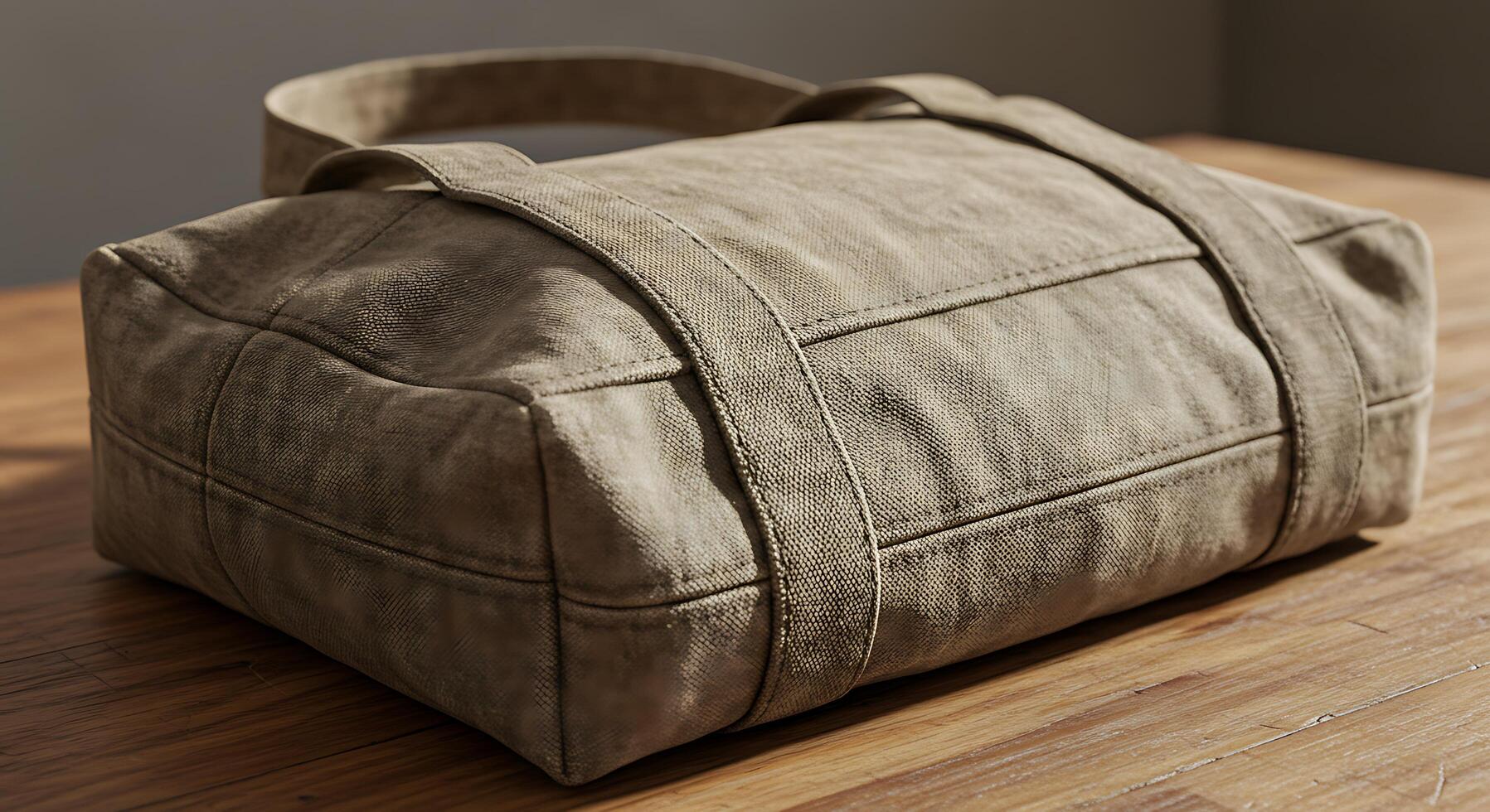Rustic Beige Canvas Tote Bag photo