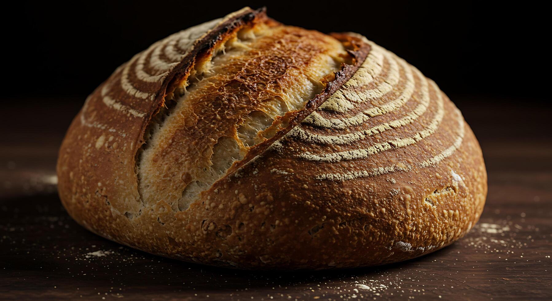 Freshly Baked Sourdough Bread with Distinctive Scoring Patterns and a Rustic Artisanal Appeal on Da photo