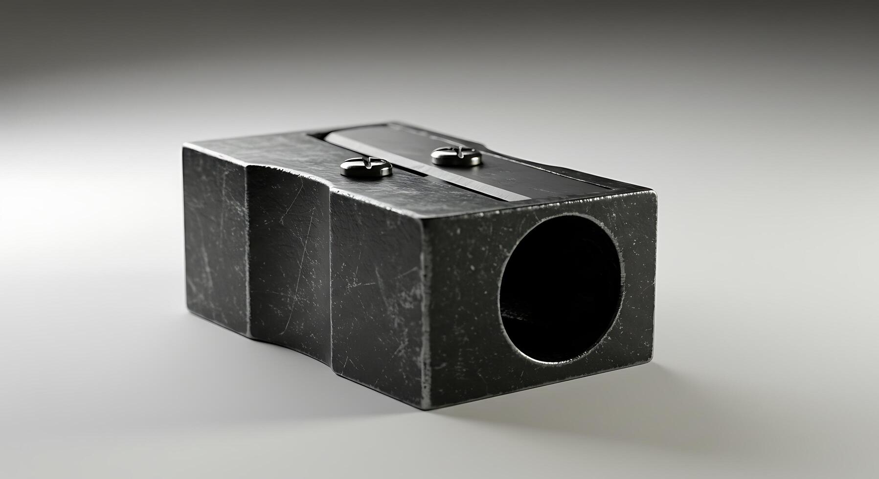 A Robust and Weathered Metal Pencil Sharpener photo
