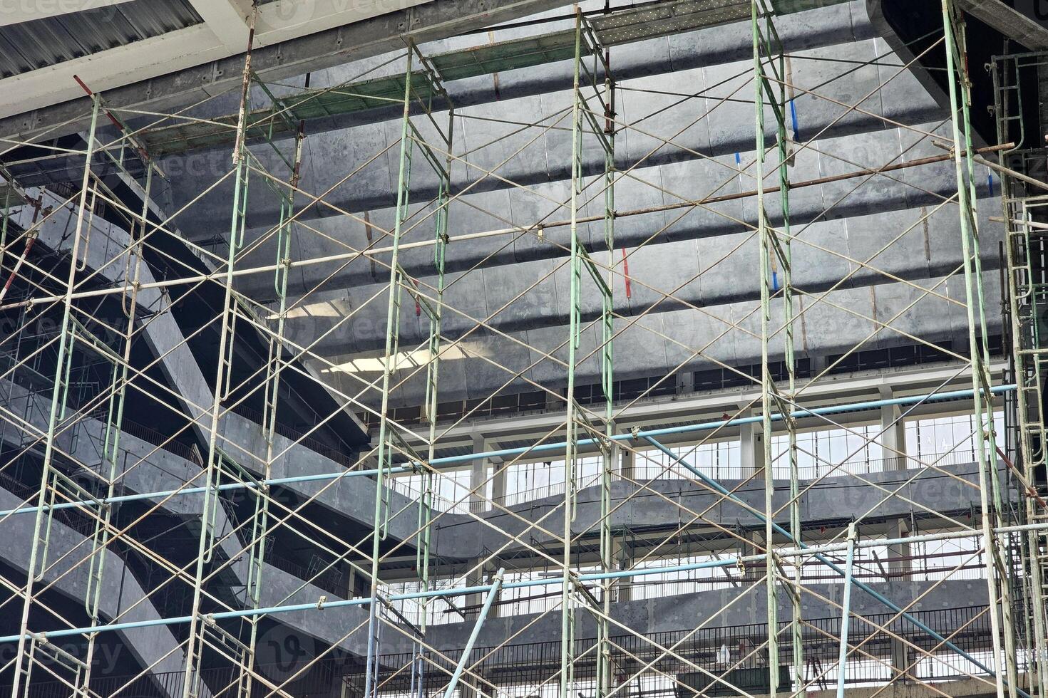 Large Scaffolding in New Building Construction Site. photo