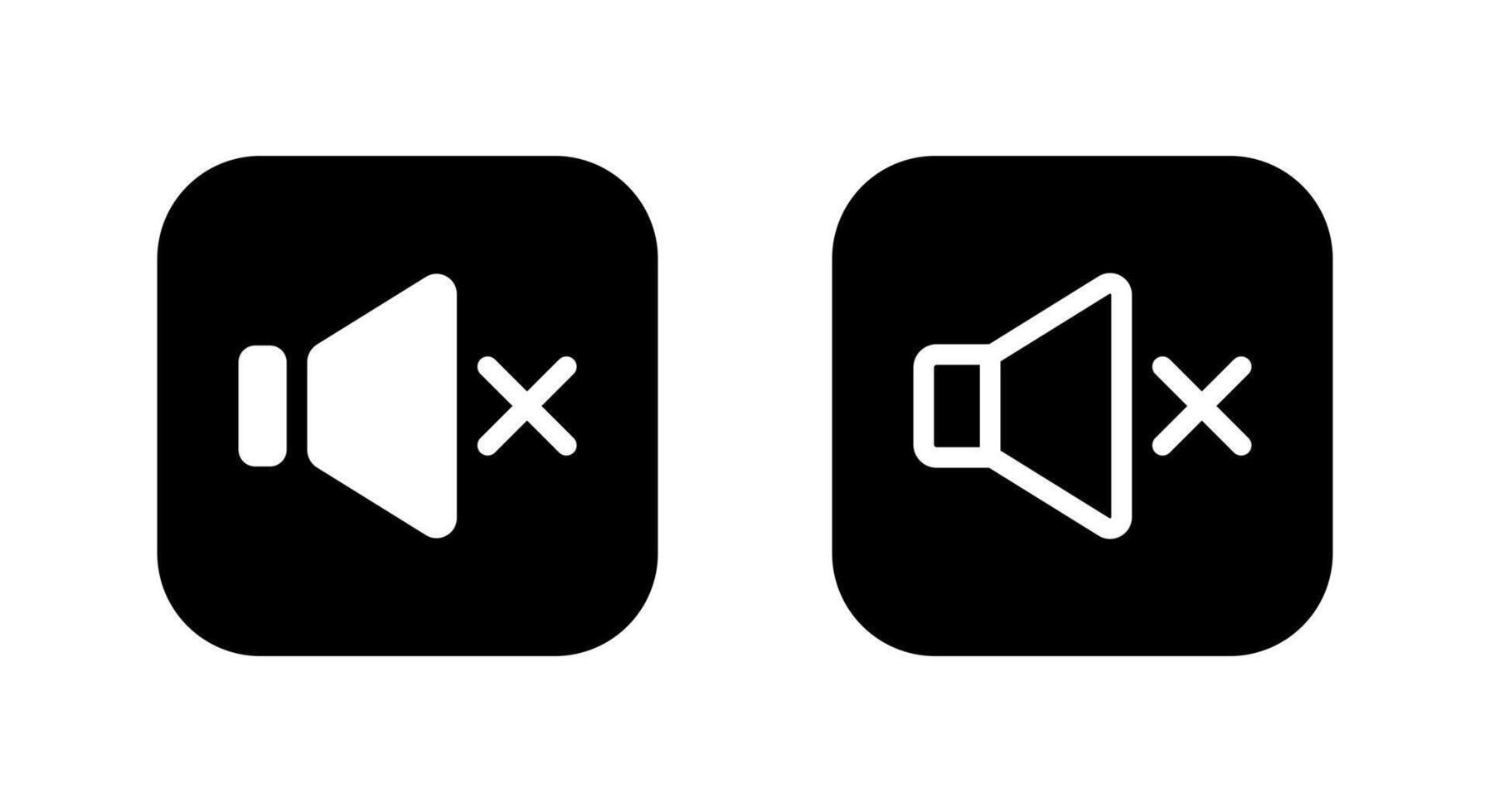 Mute sound speaker icon on black square. Off volume sign symbol vector