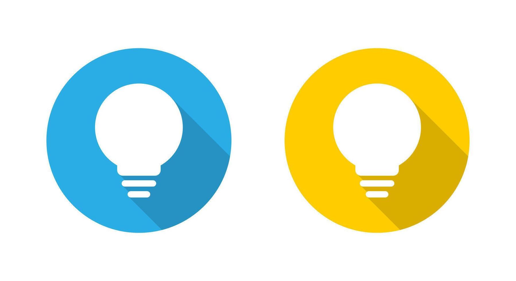 Light bulb icon with long shadow. Electric lamp, idea, insight sign symbol vector