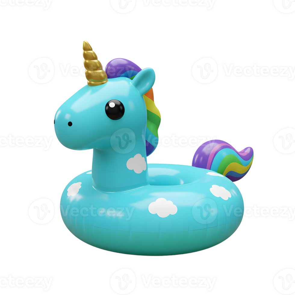 Adorable Unicorn Inflatable Pool Ring Summer Fun png