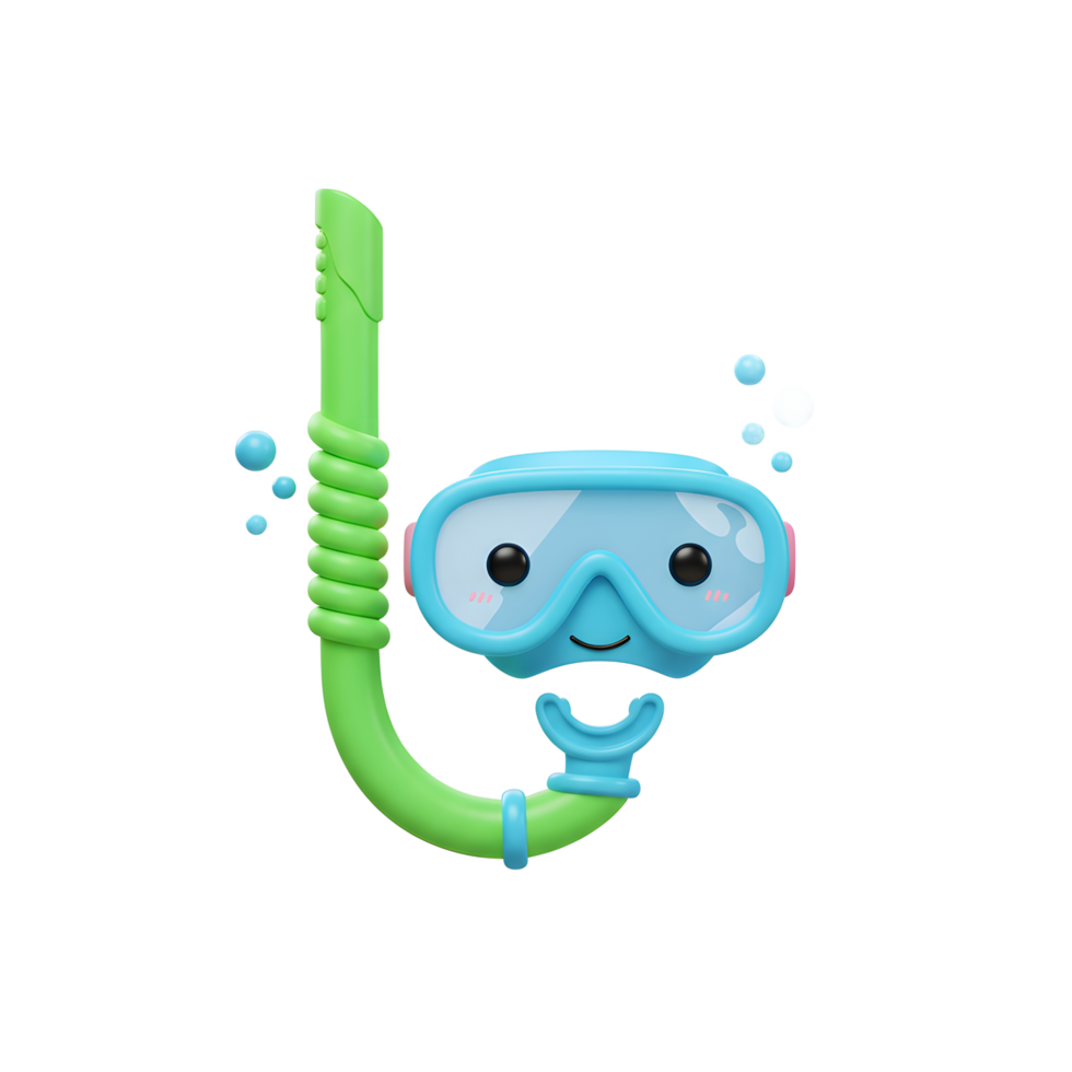 Cute Snorkel Mask and Dive Tube Cartoon Illustration png