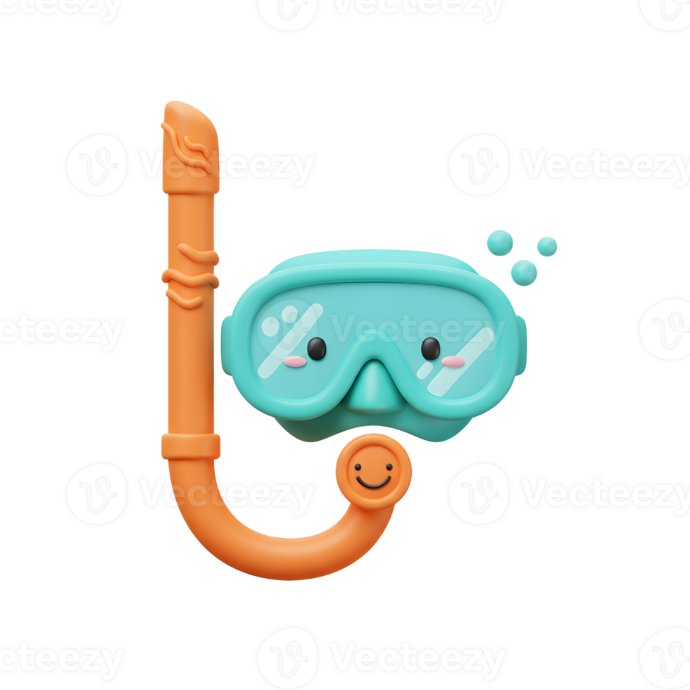 Cute 3D Snorkel Mask and Snorkel Set Summer Fun png