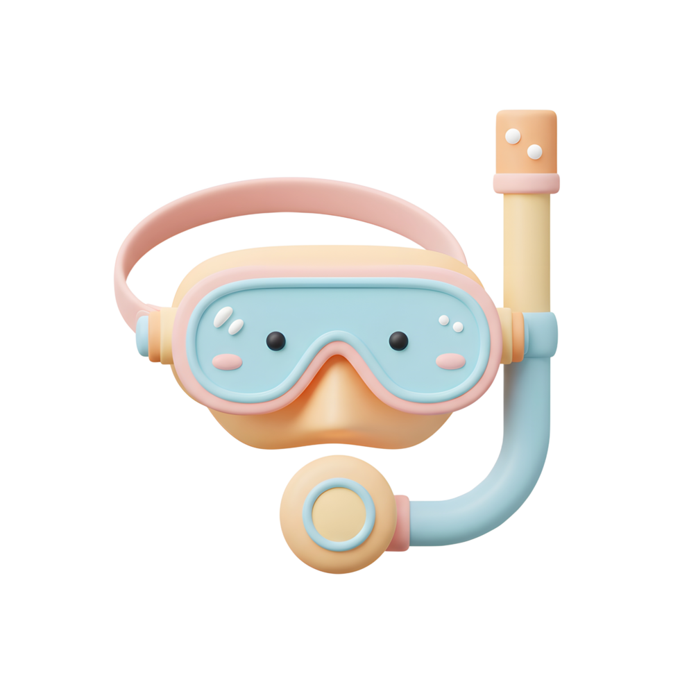 Cute 3D Snorkel Mask and Dive Set for Summer Fun png