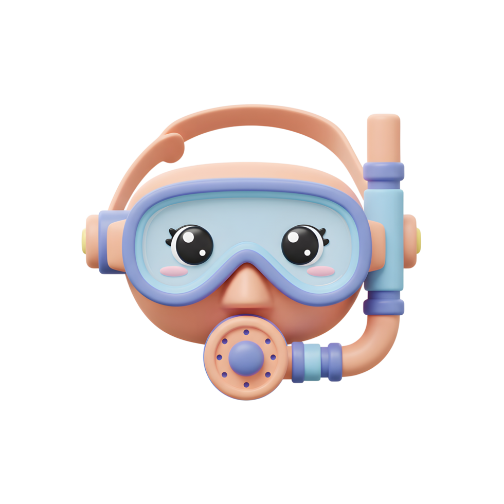 Cute Scuba Diver Cartoon 3D Render Summer Fun png