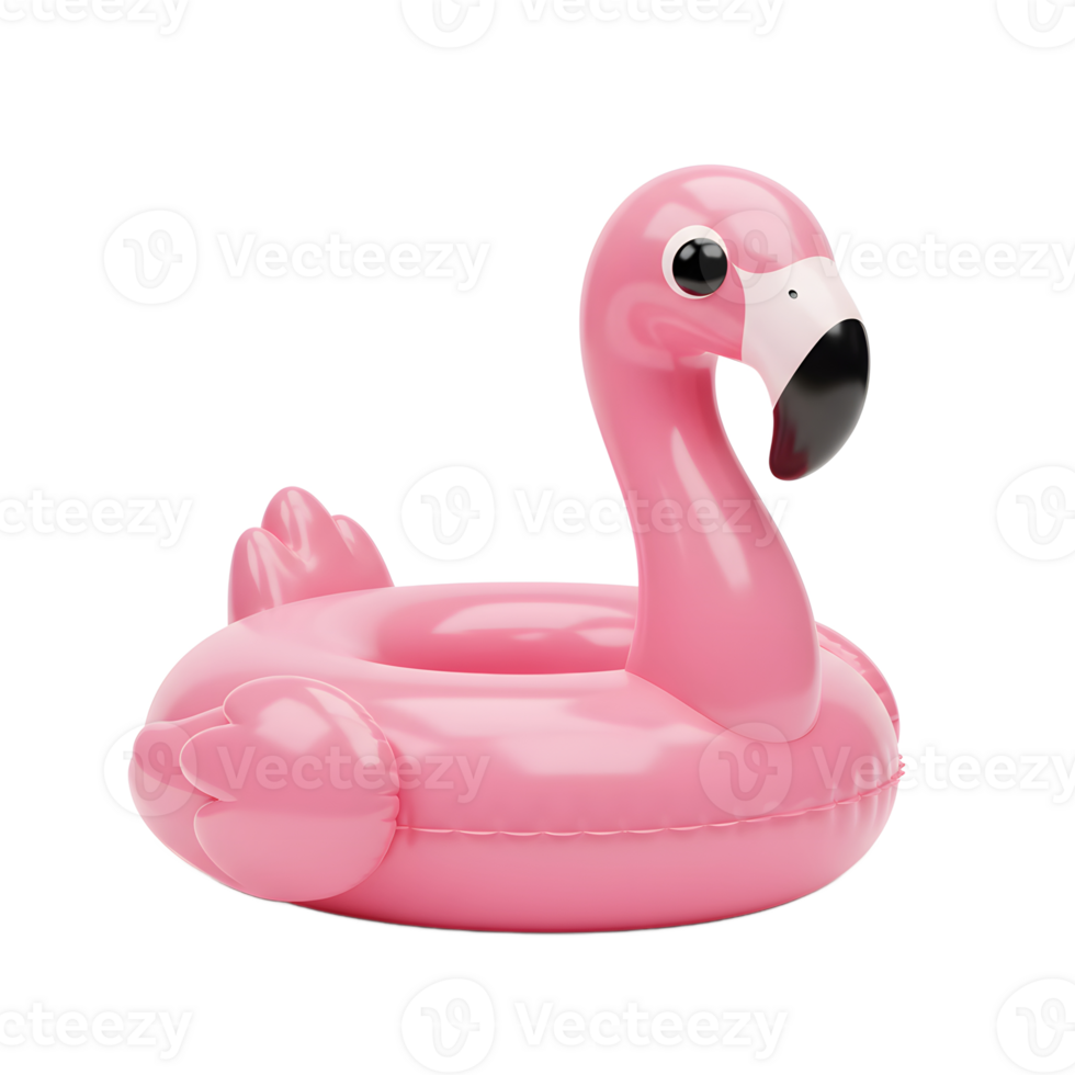 Pink Flamingo Inflatable Pool Ring Summer Fun and cute png