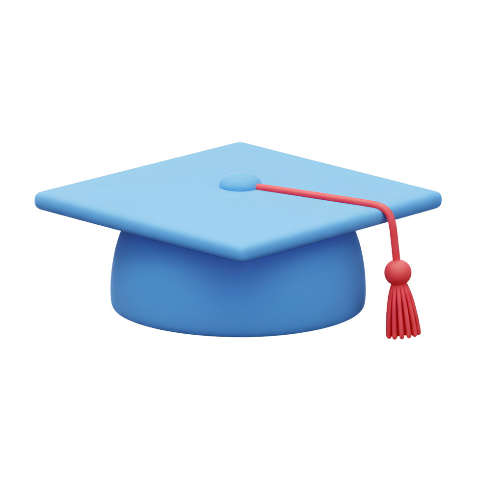 Blue Graduation Cap 3D Render Icon Image png