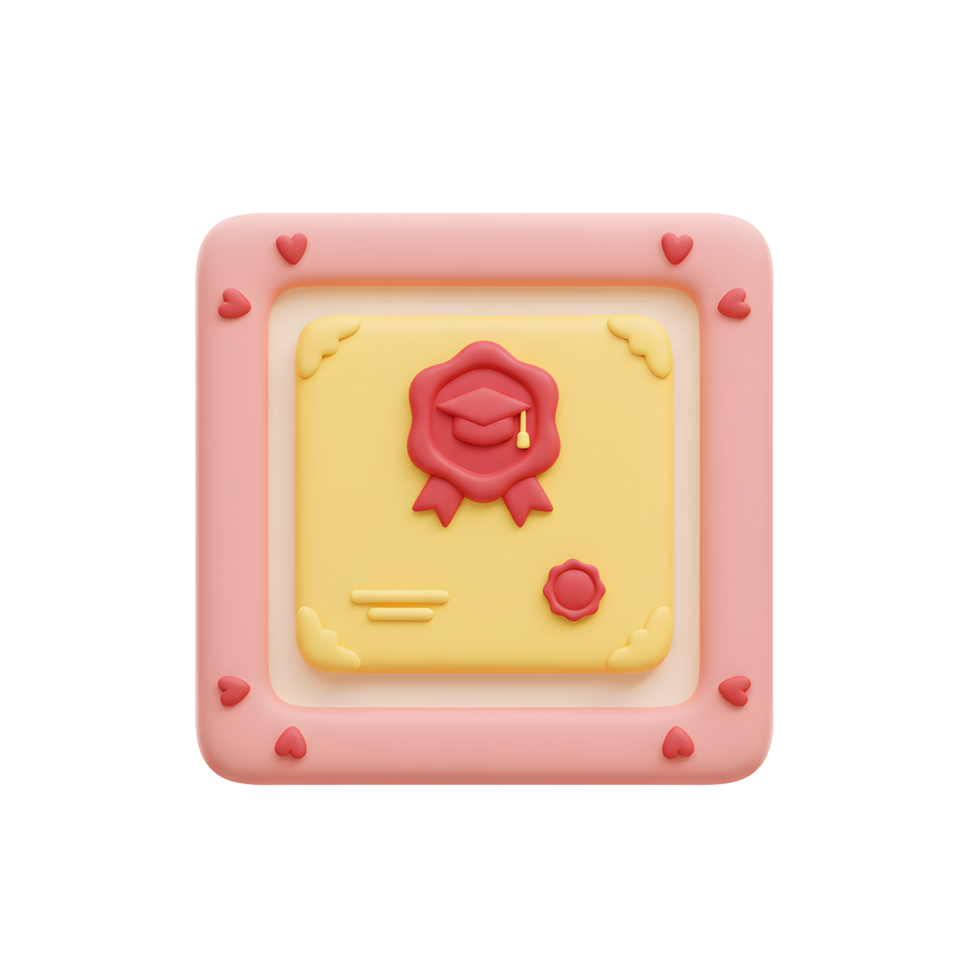 Cute 3D Graduation Certificate Icon Design png