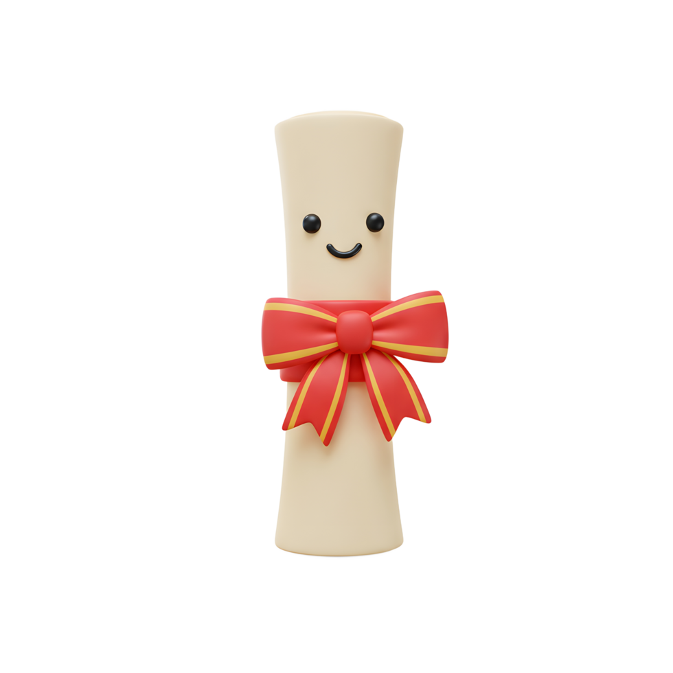 Happy Diploma Cartoon 3D Render Graduation Certificate png