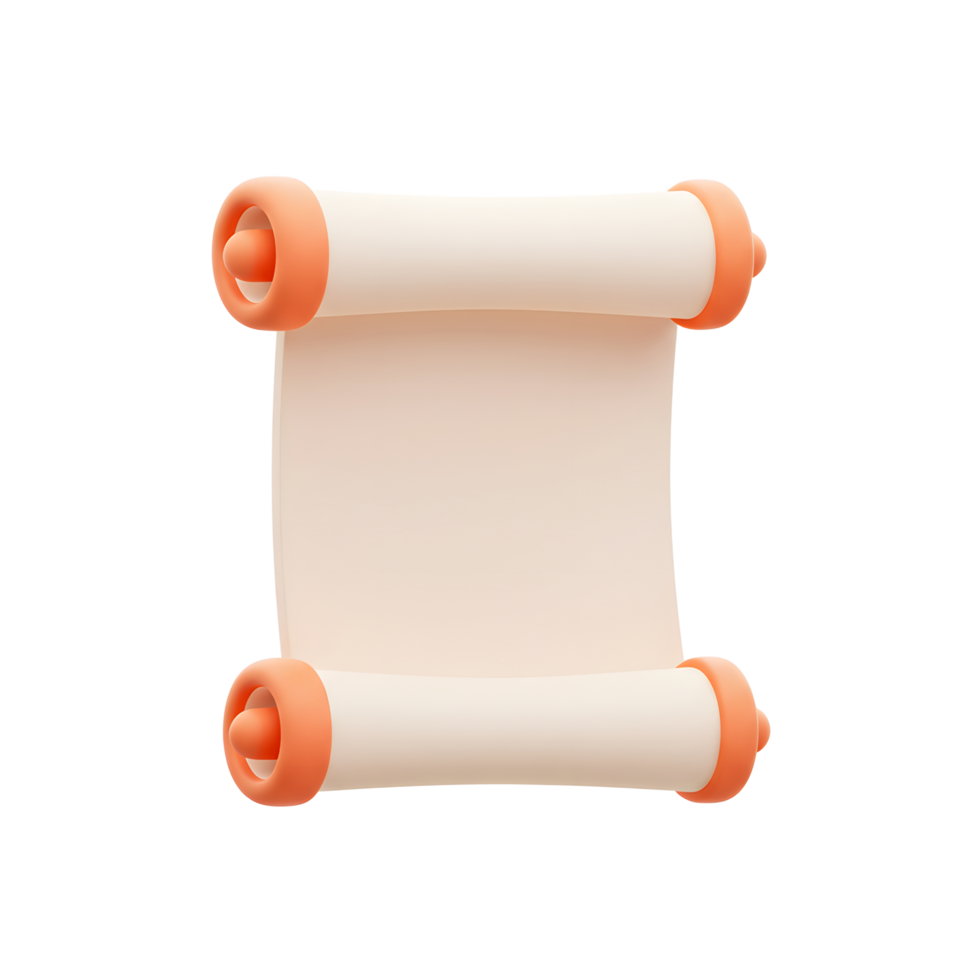 3D Rendered Scroll Blank Parchment Paper Template png
