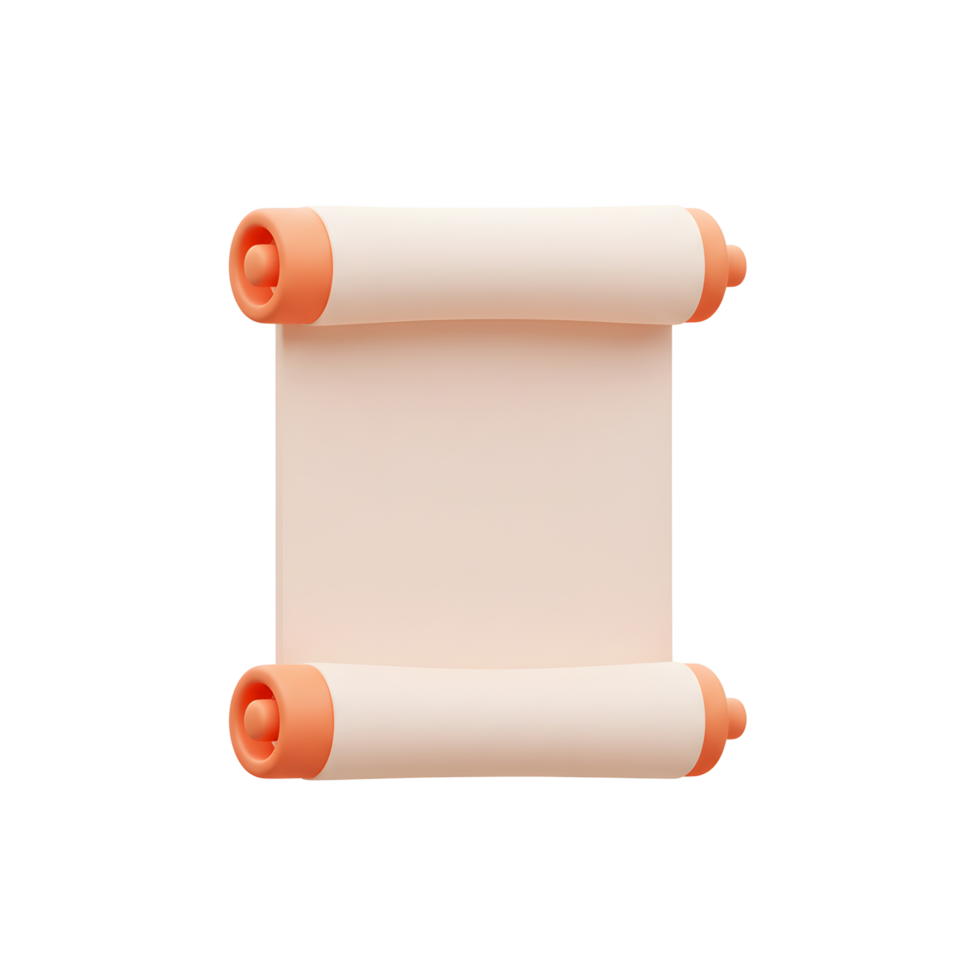 Blank Peach Scroll 3D Render Mockup for Design png