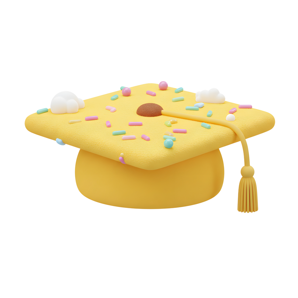 Cute Graduation Cap Sprinkled with Confetti 3D Render png