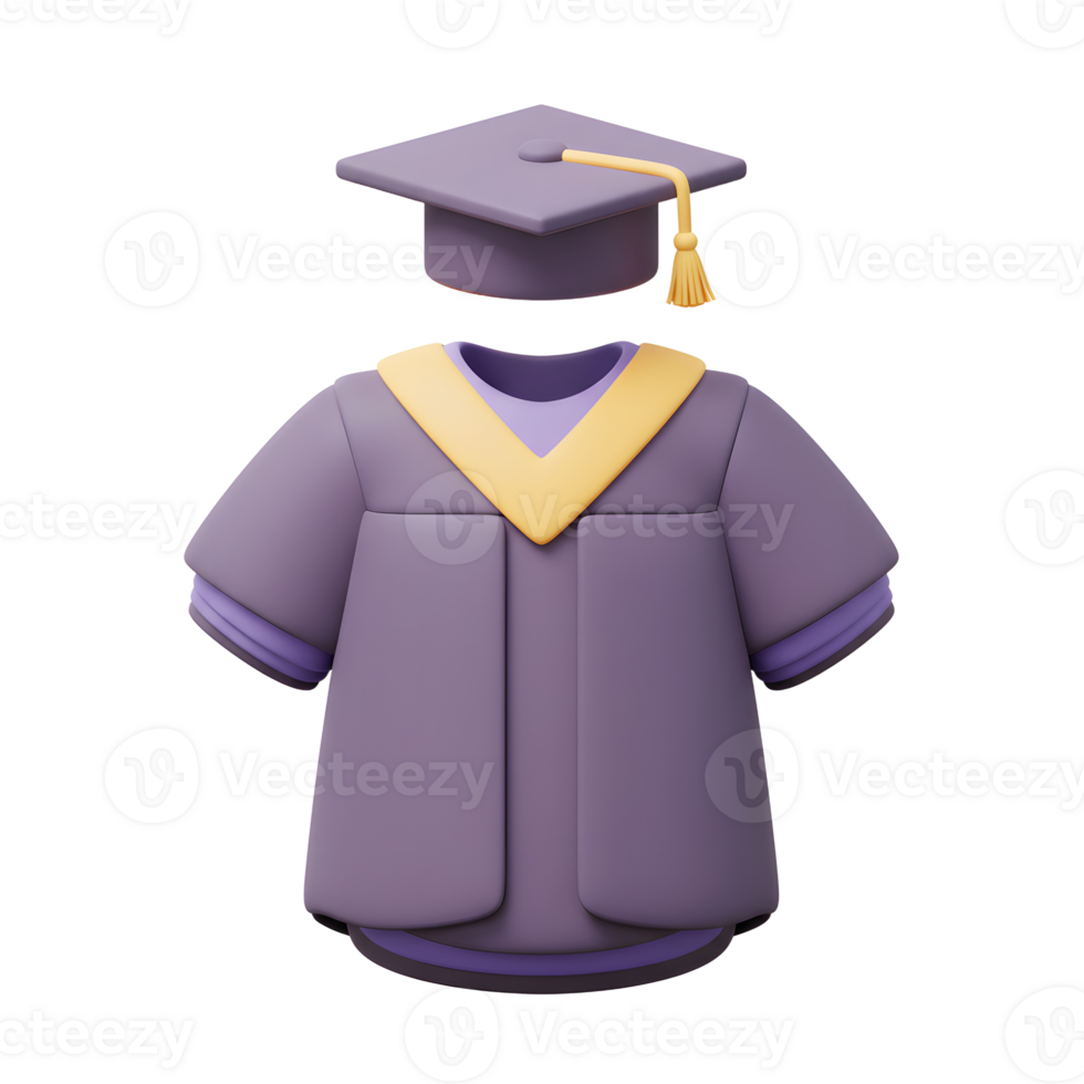Graduation Gown and Cap 3D Render Illustration png