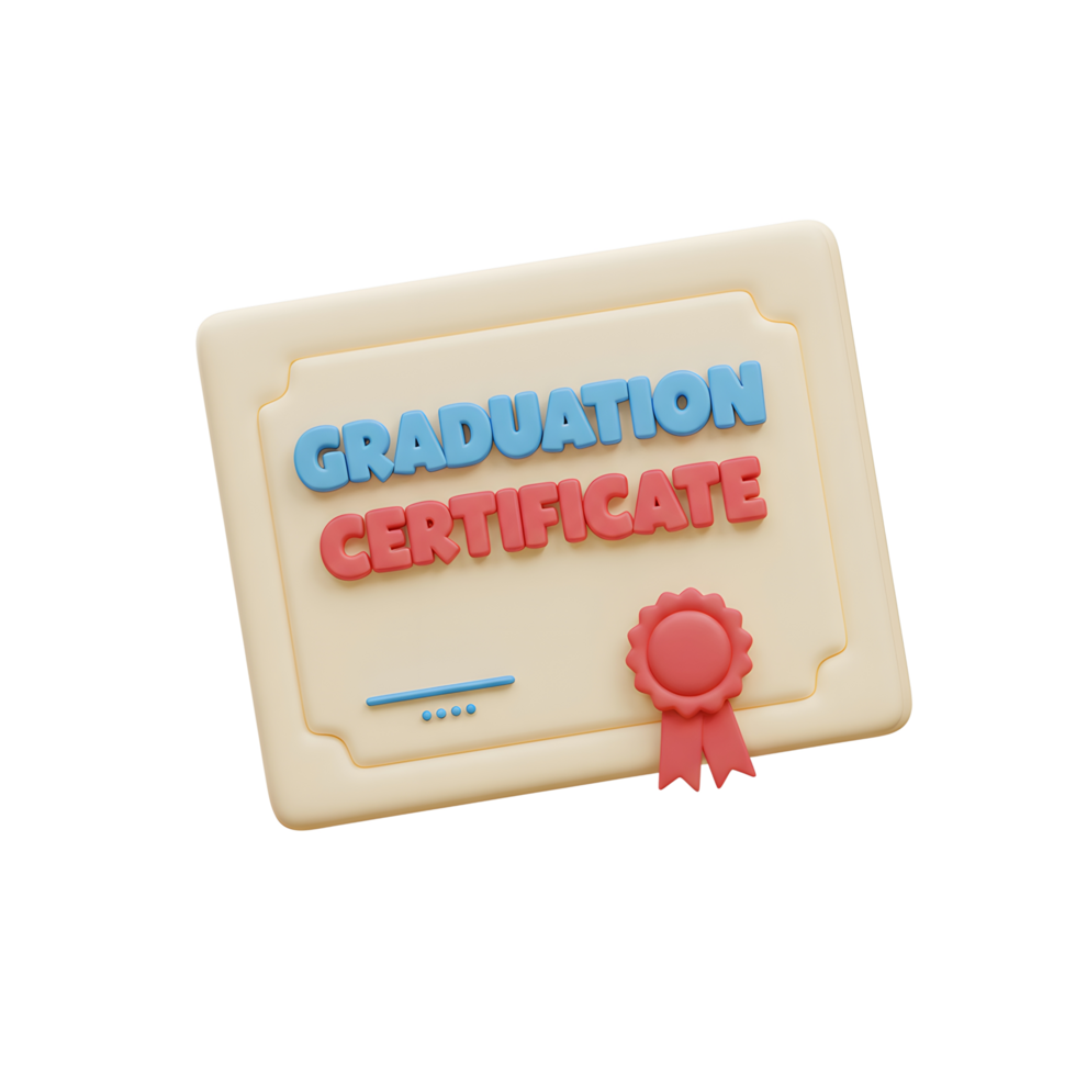 3D Graduation Certificate Design with Seal png
