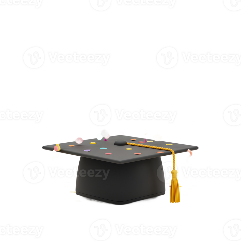 Graduation Cap with Colorful Confetti Celebration png