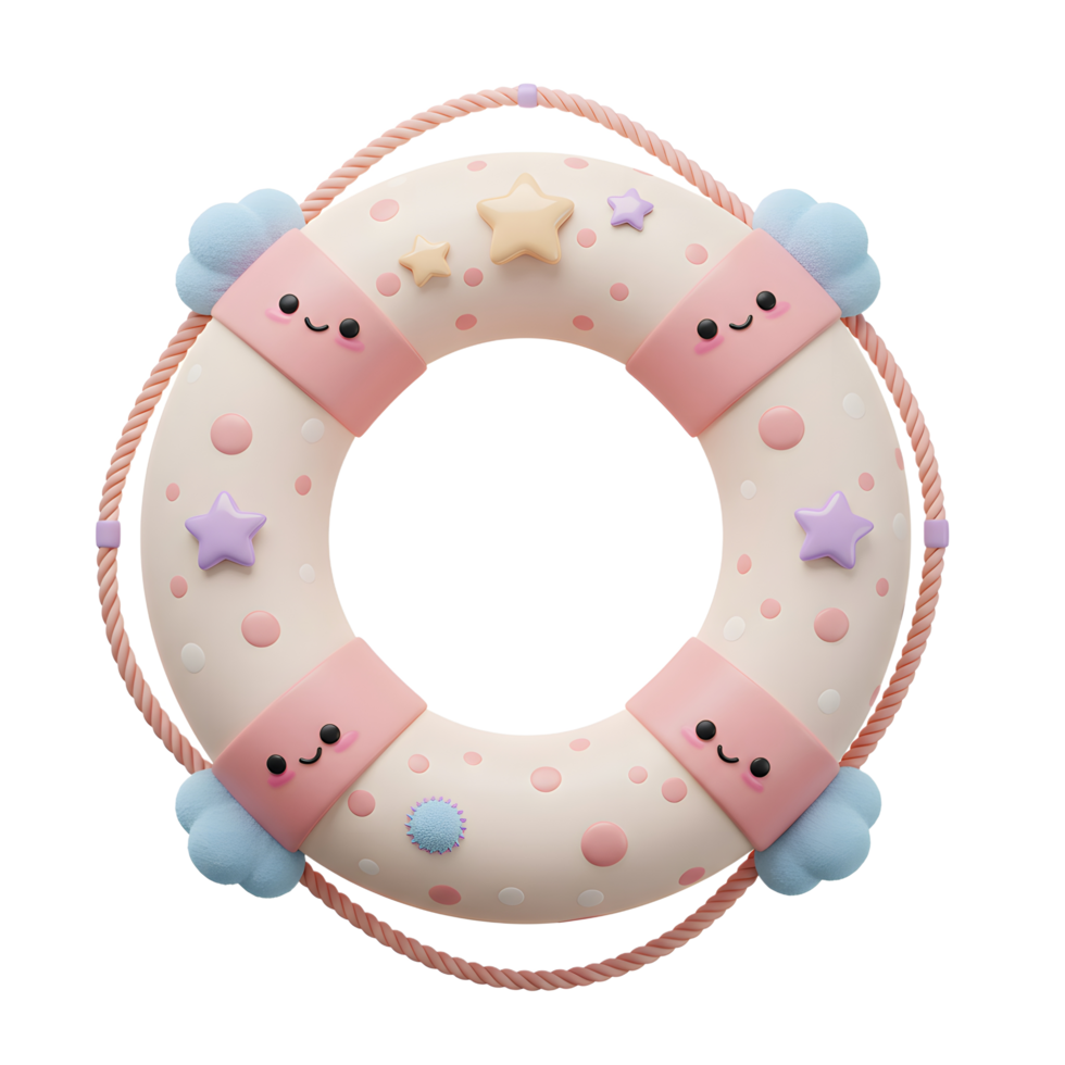 Cute Kawaii Life Ring Summer Float 3D Render png