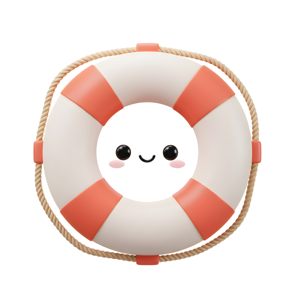 Cute Kawaii Lifebuoy 3D Render Summer Safety png