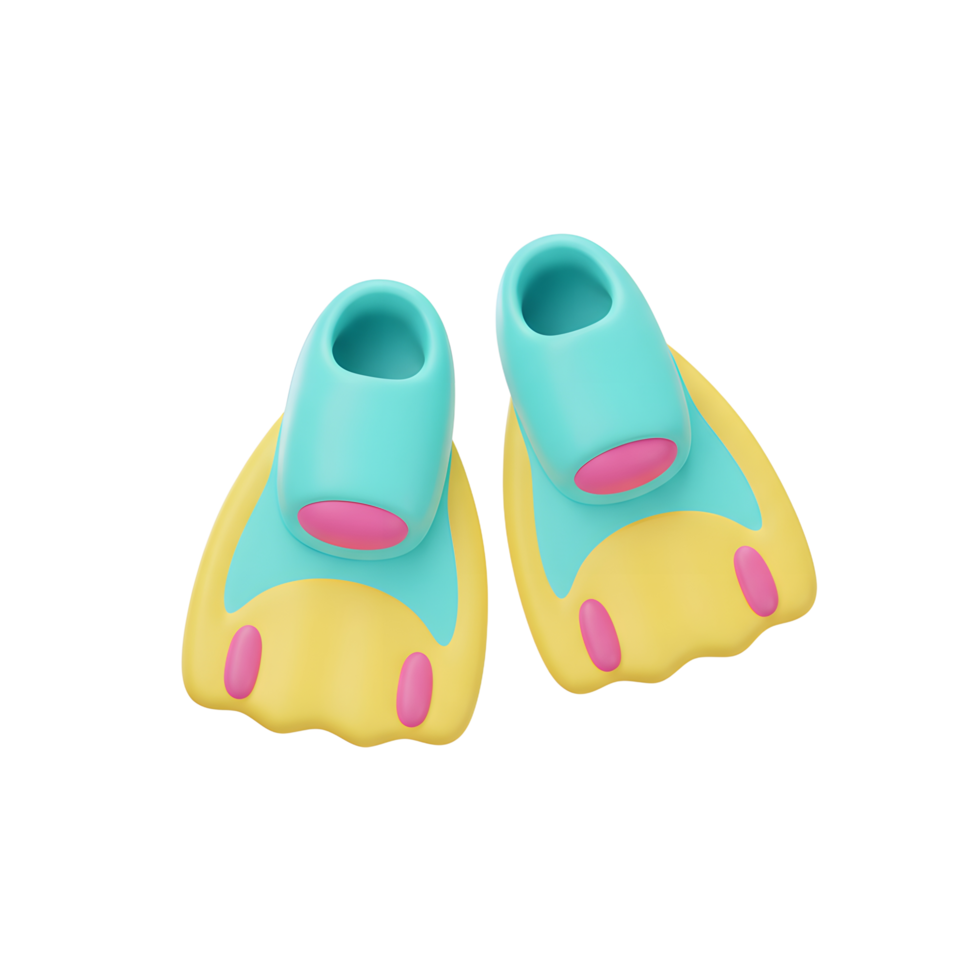 Cute Cartoon Swim Fins for Kids Summer Fun and colorful png