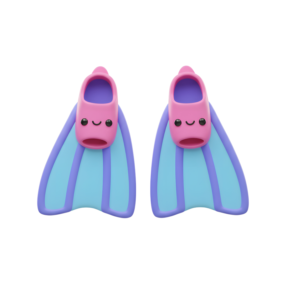 Cute Cartoon Swim Fins Summer Beach Fun png