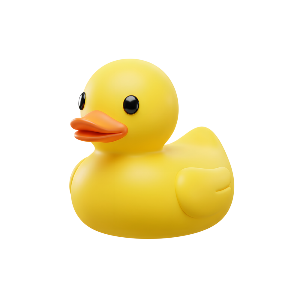 Cute Yellow Rubber Duck Toy 3D Render png