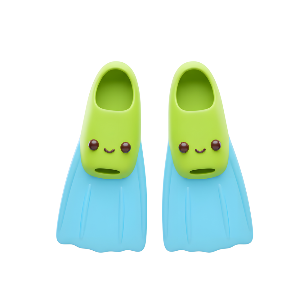two blue and green swimming fins on a transparent background png