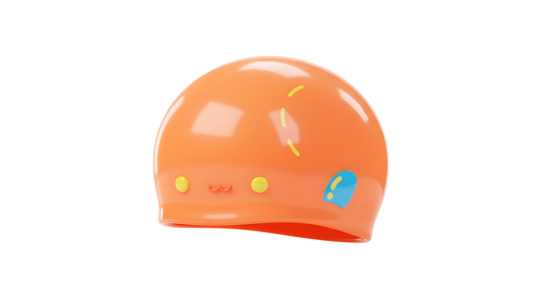 Adorable Orange Kids Swim Cap with Cute Design png