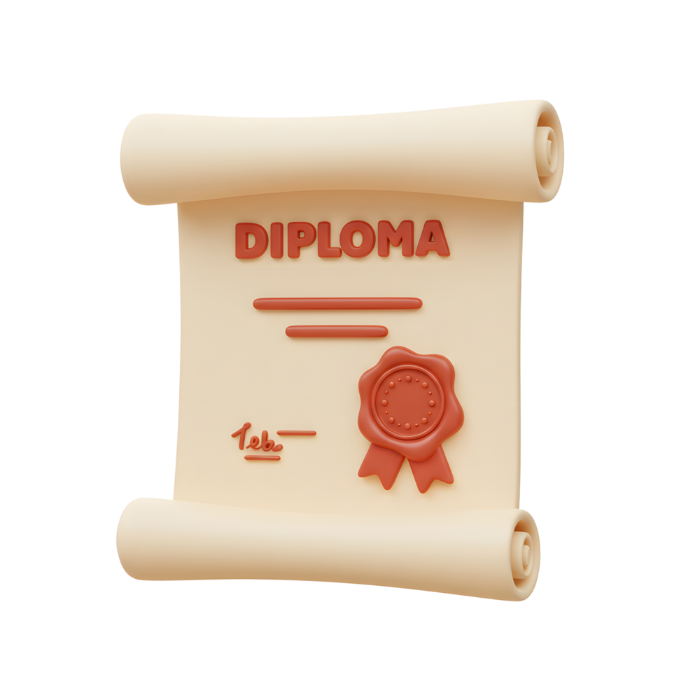 3D Rendered Diploma Scroll Certificate Illustration png