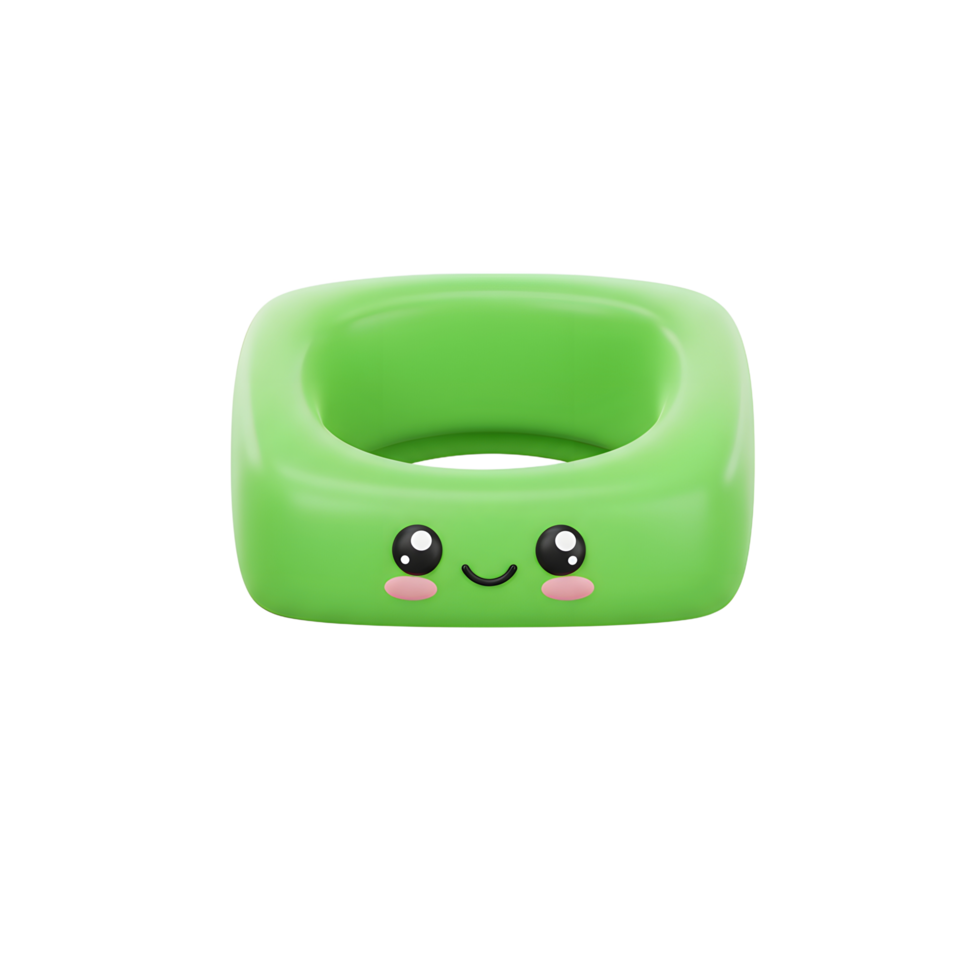 Cute Green Square Ring Toy 3D Render png