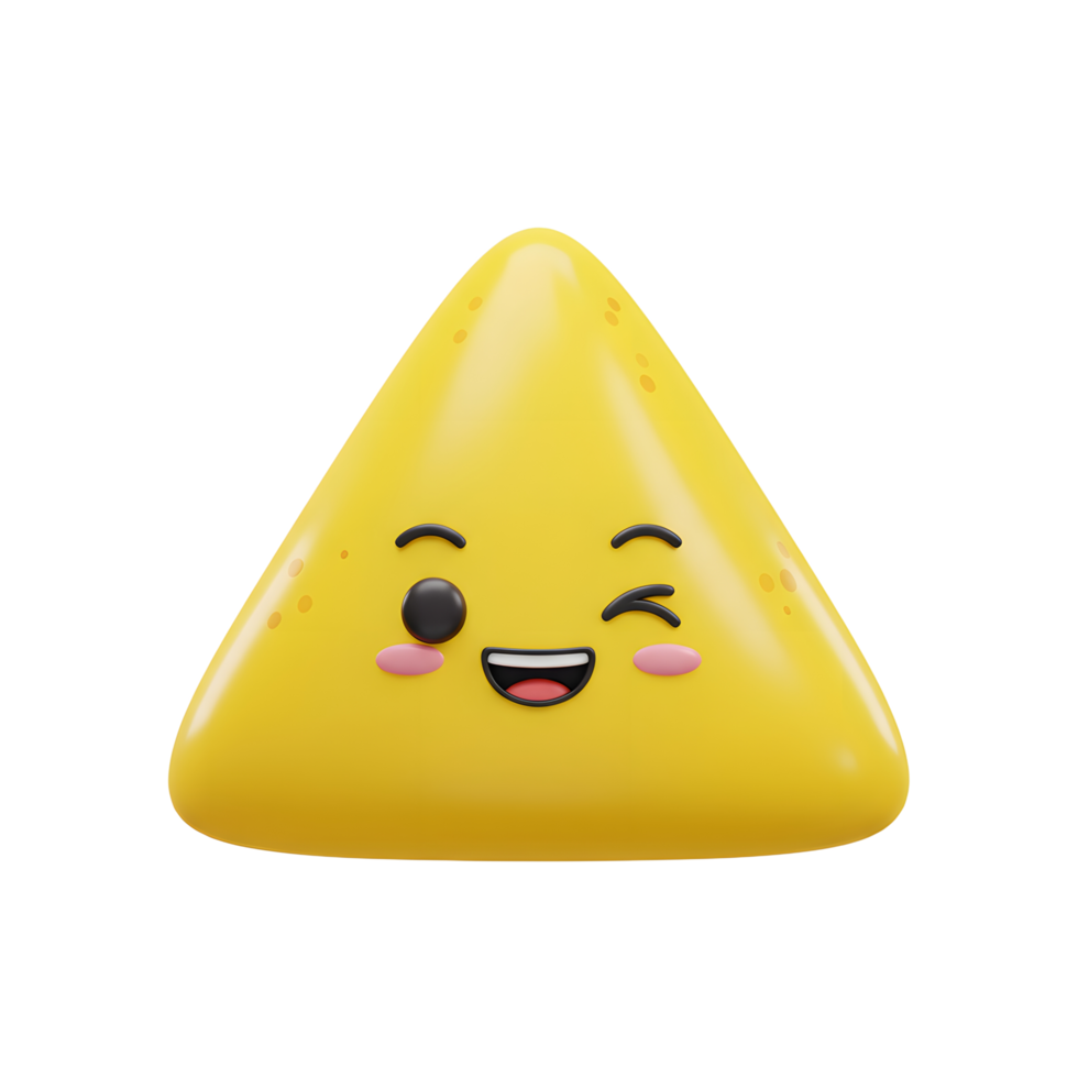 Cute Winking Triangle Chip Cartoon 3D Render png